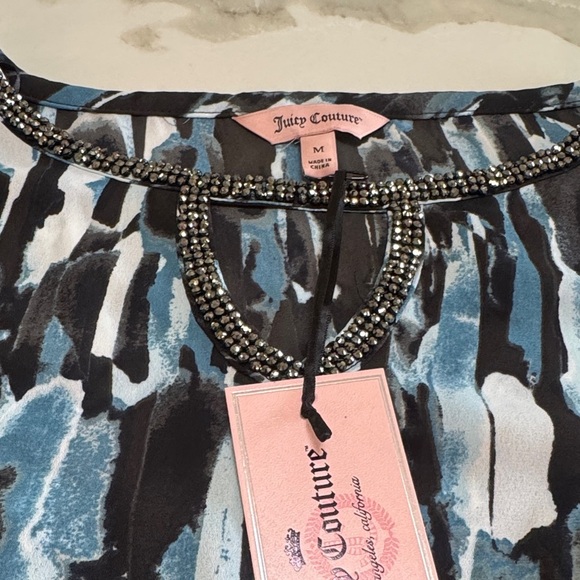 Juicy Couture Black and Blue Patterned Blouse - Picture 3 of 3